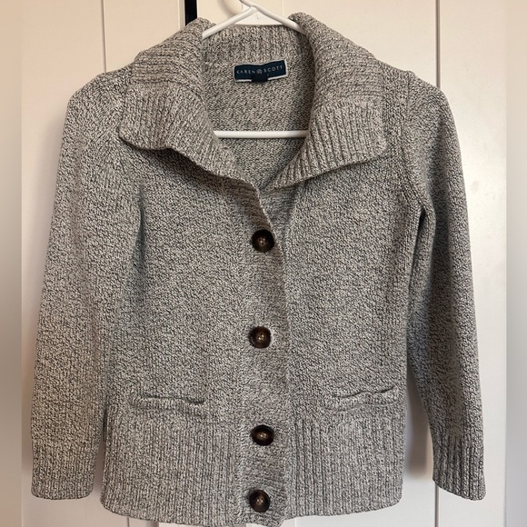 Karen Scott Gray Button-Up Cardigan size PP - Picture 4 of 8